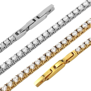 2026 18K Gold Plated Stainless Steel Tennis Bracelet <b>for</b> Women <b>Men</b> Cubic Zirconia Iced Out Link Chain Jewelry Wholesale - Product Image 1