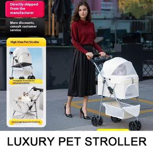 Poussette portable de luxe pour animaux de compagnie Poussette pliable pour bébé Poussette pour chien en matériaux imperméables en aluminium Oxford - Product Image 3