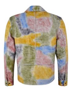 Veste pour homme en cuir Nappa ciré blanc multicolore 100% authentique, finition effet flamme, fermeture éclair YKK, étiquette privée OEM/ODM - Product Image 4