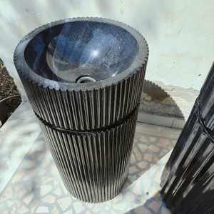 Premium Polished Natural Stone <b>Bathroom</b> <b>Sink</b> Luxury Handmade Black Marble Pedestal <b>Sink</b> Modern Design Elegant <b>Bathrooms</b> - Product Image 3