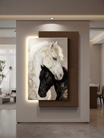 Cuadro de Lona con Textura 3D de Caballo de Lujo Grande, Pósteres y Láminas de Arte Mural, Decoración de Pared para Entrada de Pasillo con Motivo Animal