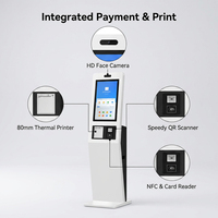 Bodenstehender Smart Hotel Check-in Kiosk Terminal mit Kamera Gesichtserkennung RFID-Kartenleser Drucker Besucherregistrierung