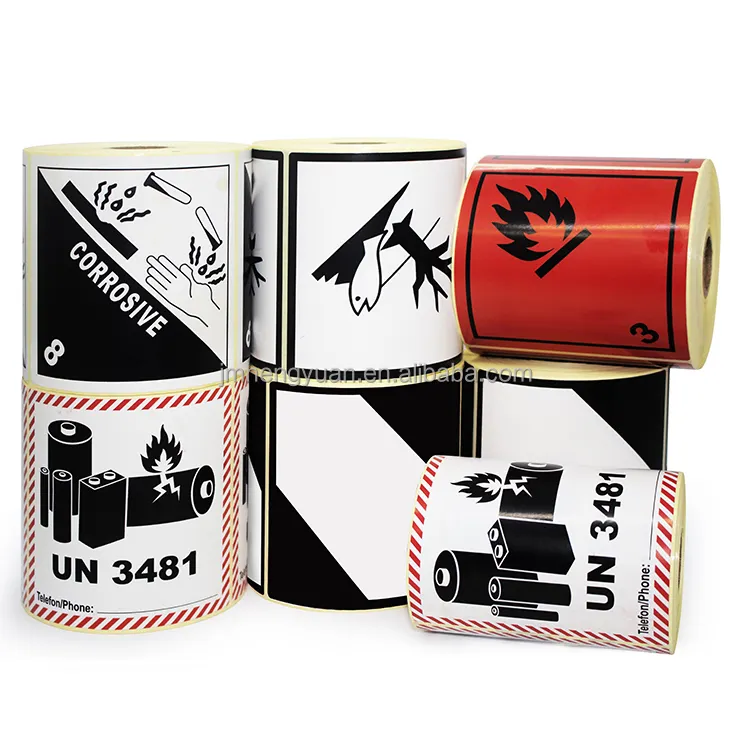 UN3480 UN3481 Danger Corrosive Chemicals Warning Label Adhesive Sticker Thermal Transfer Shipping Labels