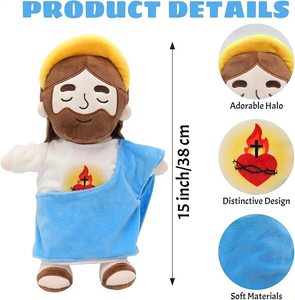 Nouvel Arrivage Lynmoe Peluche Jésus Apaisante en Coton Doux avec Son et Lumière, Anti-Stress, pour Enfants et Adultes, Noël - Product Image 2