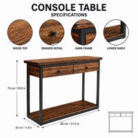 Console de style design pour hall d'entrée avec deux tiroirs de rangement et étagère inférieure ouverte pour un bureau à domicile confortable