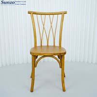 Chaise de salle à manger en bois massif Willow Botanica, dossier croisé, design moderne, empilable, durable, pour extérieur, hôtel, mariage, café