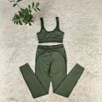 Conjunto Deportivo de Dos Piezas para Mujer, Ropa Deportiva Informal, Diseño Sólido con Logotipo Frontal para el Gimnasio