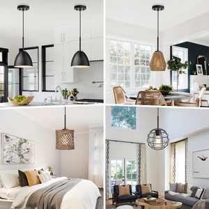 Ehomelights kim loại LED ánh sáng mặt dây chuyền <span class=keywords><strong>Kit</strong></span> E26 đèn ổ cắm cổ điển DIY có thể điều chỉnh treo trần ánh sáng với Glass Shade - Product Image 6