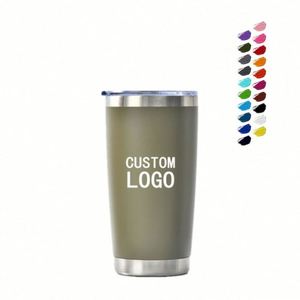 Gobelet isotherme personnalisé de 20 oz à double paroi en acier inoxydable, tasse à café et à eau isolée sous vide, gobelets de voyage pour voiture de 20 oz avec couvercle - Product Image 1