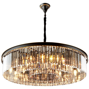 Lustre en cristal rétro classique américain, noir, fumé, <span class=keywords><strong>gris</strong></span>, lampe en cristal pour salle à manger, chambre à coucher, lampe suspendue au plafond - Product Image 1