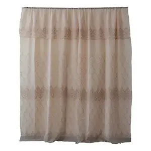 Ensemble de rideaux de douche en lin brodé à motif double feuille pour salle de bain - Product Image 4