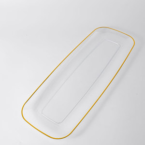 XUELI Platos de plástico cuadrados de color blanco puro con adornos de <span class=keywords><strong>plata</strong></span> dorada <span class=keywords><strong>Vajilla</strong></span> minimalista elegante para bodas y celebraciones - Product Image 1