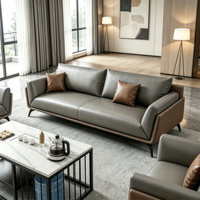 Ensemble de canapés en cuir pour bureau, style moderne et simple, combinaison 1+1+3, canapé en cuir PU, salon, réception d'hôtel, canapé personnalisable, meubles
