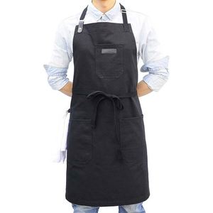 Manufacturer Wholesale Brand Custom Logo Printing Soft Sustainable Sleeveless Bib <b>Aprons</b> Black Polyester Cotton <b>Kitchen</b> Use - Product Image 3