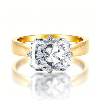 Vente en gros de bagues classiques larges en argent sterling S925 avec sertissage de moissanite de 3 carats et 4 carats, sertissage en or blanc