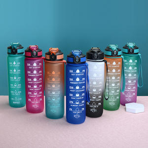 Pichet d'eau Tritan 1L sans BPA étanche avec marqueur de temps grande bouteille en plastique motivante pour Fitness Sports de plein air voyage - Product Image 2