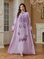 Vente en gros d'Abaya Eid DollyNet en soie brodée avec des perles et des paillettes, robe traditionnelle musulmane, vêtements traditionnels de Dubaï, Jalabiya pour femmes