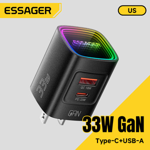 อะแดปเตอร์ ESSAGER ES-CD63 หัวปลั๊ก US EU UK 33 วัตต์ ช่อง<span class=keywords><strong>เ</strong></span>สียบ USB Type-C 18W PD 33W ที่ชาร์จ<span class=keywords><strong>เ</strong></span>ร็วสำหรับโทรศัพท์มือถือ รองรับ Xiaomi Redmi Oppo Vivo - Product Image 1