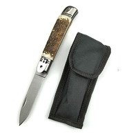 Couteau pliant tactique de camping AKC de haute qualité avec manche en bois de cerf, portable, tranchant, pour collection ou cadeau
