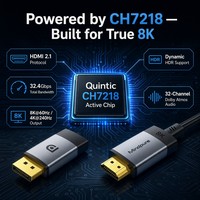 Câble Mindpure Active Display Port 1.4 vers HDMI 2.1 48 Gbps, cordon DP vers HDMI 8K 60Hz 4K 240Hz HDR pour moniteur de jeu, projecteur, PC