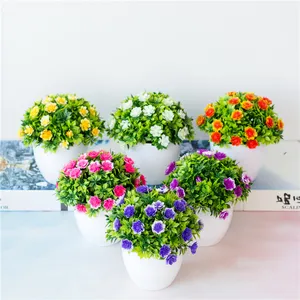New Fake Flower Mini Plastic Plant Artificial Bonsai with Pot for Home Table Decor