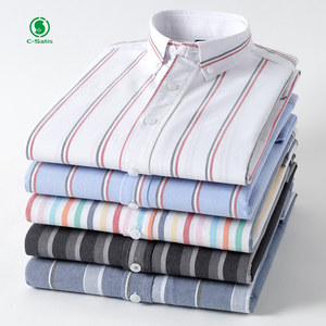 Camicia da uomo Casual all'ingrosso personalizzata Oxford comoda a righe con colletto quadrato nuova moda moda abbigliamento da uomo in cotone - Product Image 2