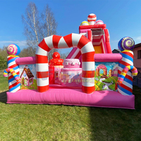 Aire de Jeux Gonflable pour Tout-petits Terrain de Jeu Combo Ferme Gonflable pour Fête en Plein Air Château Gonflable avec Toboggan