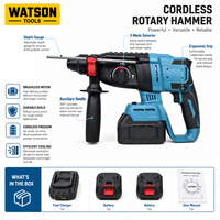 Perceuse à percussion rotative sans fil avec batterie au lithium, kit complet avec 2 batteries et chargeur, fabrication OEM/ODM, vente en gros