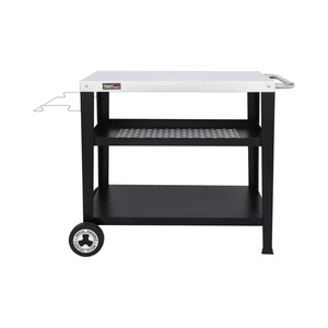 Factory Wholesale Simple Style Sturdy Stainless Steel Tabletop <strong>Rolling</strong> <strong>Food</strong> <strong>Cart</strong> With Trash Bag Holder and Open Shelf - Product Image 1