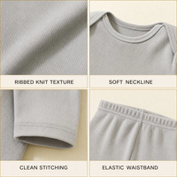 Ensemble de vêtements pour bébé en coton biologique tricoté, vente en gros, OEM, OEKO, avec logo personnalisé, manches longues, style décontracté, pour garçon