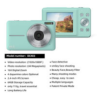 Mini cámara con sensor CCD portátil DC403 con adaptador 16X Zoom 44MP 1080P HD CMOS Cámara digital para niños