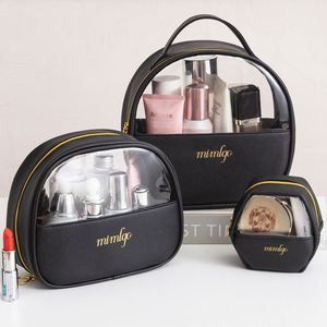 Custom Wholesale Luxury Professional Clear Pvc Transparent Leather Travel Pouch Organizer <b>Make</b> up Cases Makeup and Cosmetic Bag - Product Image 1