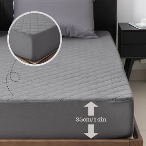 Pelindung kasur hipoalergenik lembut, sarung bantalan matras kantong dalam elastis berlapis tahan air bernapas - Product Image 4