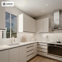 Meubles de cuisine en mélamine au design luxueux, aménagement en L, tiroirs à fermeture amortie, dimensions personnalisées et commandes sur mesure