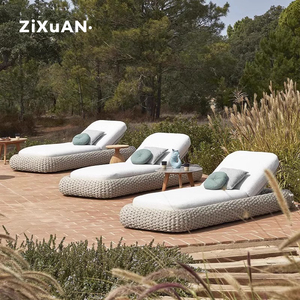 Chaise longue de plage nordique en aluminium, mobilier de jardin, ensemble repas d'extérieur en corde tressée, lit <span class=keywords><strong>pliant</strong></span> d'été, chaise longue de terrasse, <span class=keywords><strong>transat</strong></span> en rotin - Product Image 2