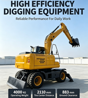 Mini-excavatrice sur roues haute performance de 4 tonnes, machine de terrassement flexible pour les projets de construction de jardins et de trottoirs