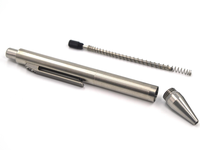 Pena Taktis JXT EDC Kit Ballpoint Presisi dari Paduan Titanium dengan Tombol Tekan dan Mekanisme Bolt Action Warna Biru Abu-abu