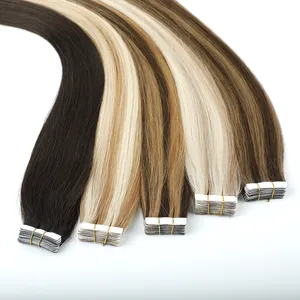 LeShine Wholesale Russian Double Drawn Tape Hair Extensions Human Rrmy Hair Tape In Hair Extensions