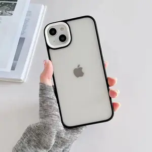 Iphone 15promaxゼリーフロストスキンの場合、大きな穴と4つのエッジがある電話ケース、iPhone11フロストケース2-in-1