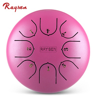 6 Inch 8 Notes Steel Tongue Drum C5-major Percussion Instrument Raysen LHG8-6 Wholesale with Mallets & Bag