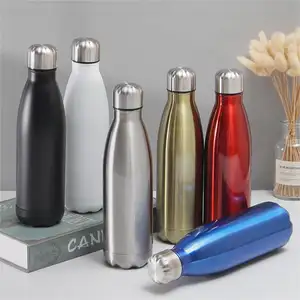 Custom Christmas Gift Specifications Low Price 500Ml Stainless Steel Double Layer Outdoor Sport Cola Shape Water Bottle