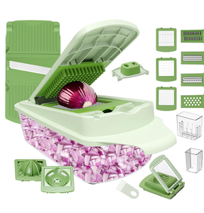Hachoir à légumes manuel compatible lave-vaisselle - Lame en acier inoxydable, hachoir à légumes multifonction avec récipient - Product Image 5