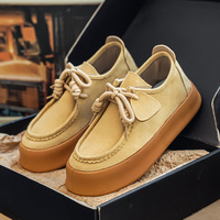 Chaussures Kangourou 2025 Automne Style Britannique Rétro Chaussures Casual Homme Couleur Unie Chaussures de Marche Fibre Superfine Respirante Maille Semelle Souple