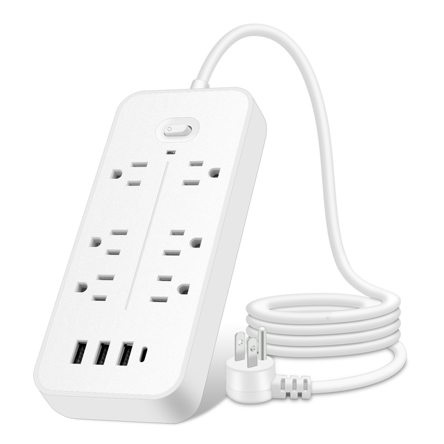 New Product US Surge Protector USB Power Strip 6 Hole Grounded Outlet Extender1.2m 3 USB 6 Outlets Plug Adapter