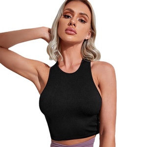 Y2K Vente en Gros Haut de Gamme Hauts Courts Personnalisables pour Femmes 100% Coton Blanks Débardeurs Sexy Fille Ensembles Crop Tops Sport et Gym - Product Image 5