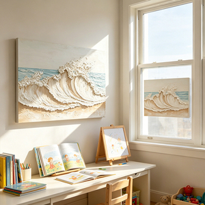 Quadro <span class=keywords><strong>su</strong></span> <span class=keywords><strong>Tela</strong></span> 3D con Onde Oceaniche Spesse e Texturizzate per Soggiorno, Camera da Letto, Decorazione Domestica - Product Image 1