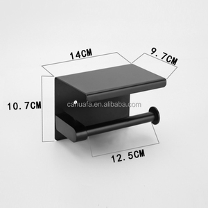 Portarotolo per <span class=keywords><strong>Carta</strong></span> Igienica in Acciaio Inox 304 Nero Opaco con Ripiano Portaoggetti, Accessorio per Progetti <span class=keywords><strong>Bagno</strong></span> Hotel - Product Image 4