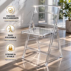 <span class=keywords><strong>Chaises</strong></span> de jardin pliantes en résine transparente style Wimbledon, portables pour événements extérieurs et mariages - Product Image 2