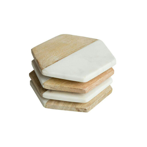 Posavasos de Madera y Resina de Calidad Genuina, Diseño Hexagonal Reutilizable Hecho a Mano para Decoración de Mesa, ART ZONE INTERNATIONAL - Product Image 1