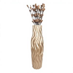 Jarrón de Flores de Metal con Diseño Abstracto, Maceta para Plantas Artificiales, Color Dorado, Decoración Moderna, Jarrones de Lujo Hechos a Mano - Product Image 1